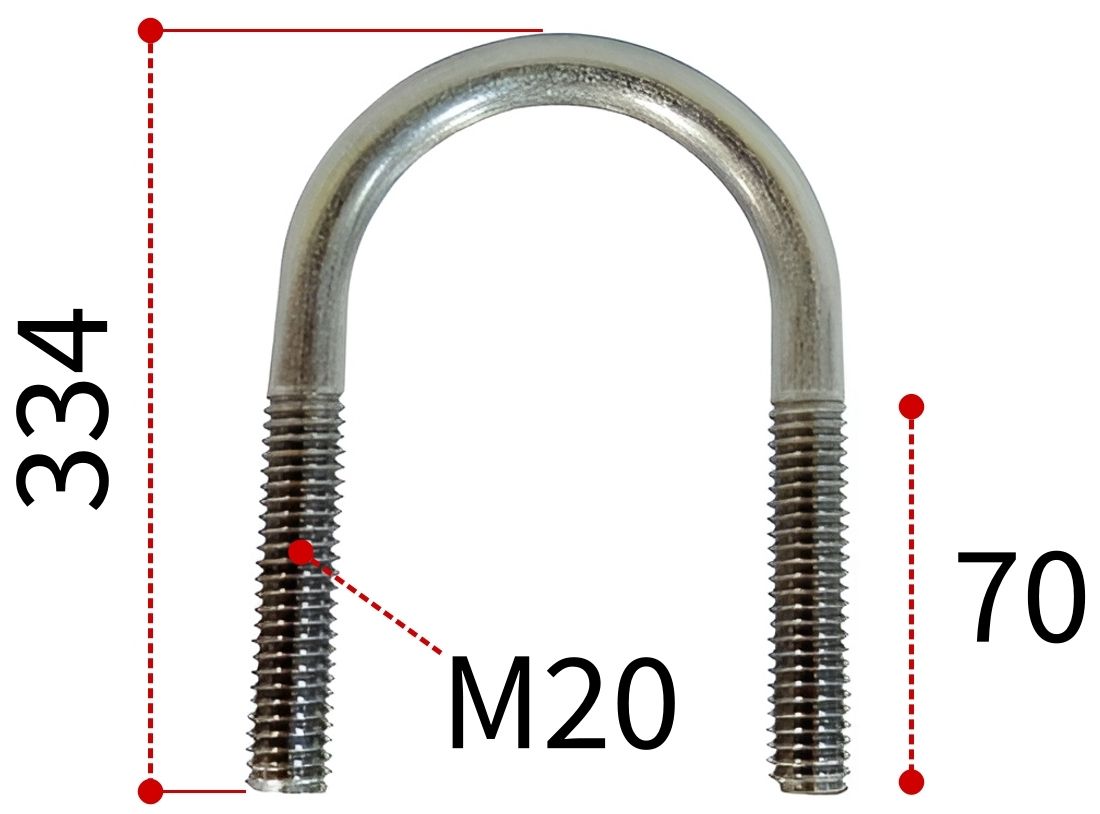 Скоба U-образная 282 под трубу диаметром 250 мм DIN 3570 form A, нержавеющая сталь А4 - фото