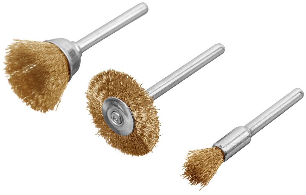 Набор корщеток латунированных FIT 36904, 3 шт - фото