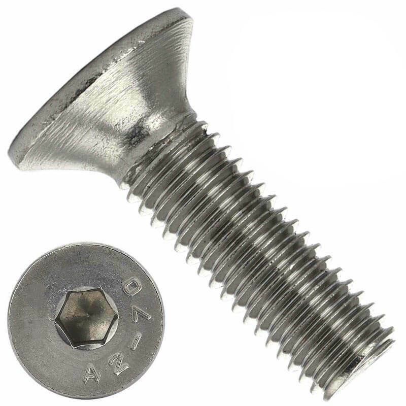 Винт дюймовый UNF #10-32 x 1/2" (12,7 мм) DIN 7991 (ISO 10642), нержавеющая сталь А2 - фото