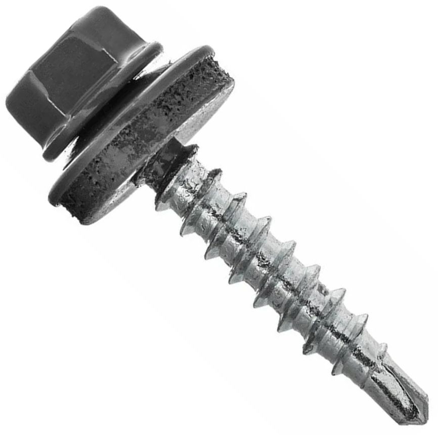 Саморез кровельный со сверлом 4,8х19 RAL 7011 - фото