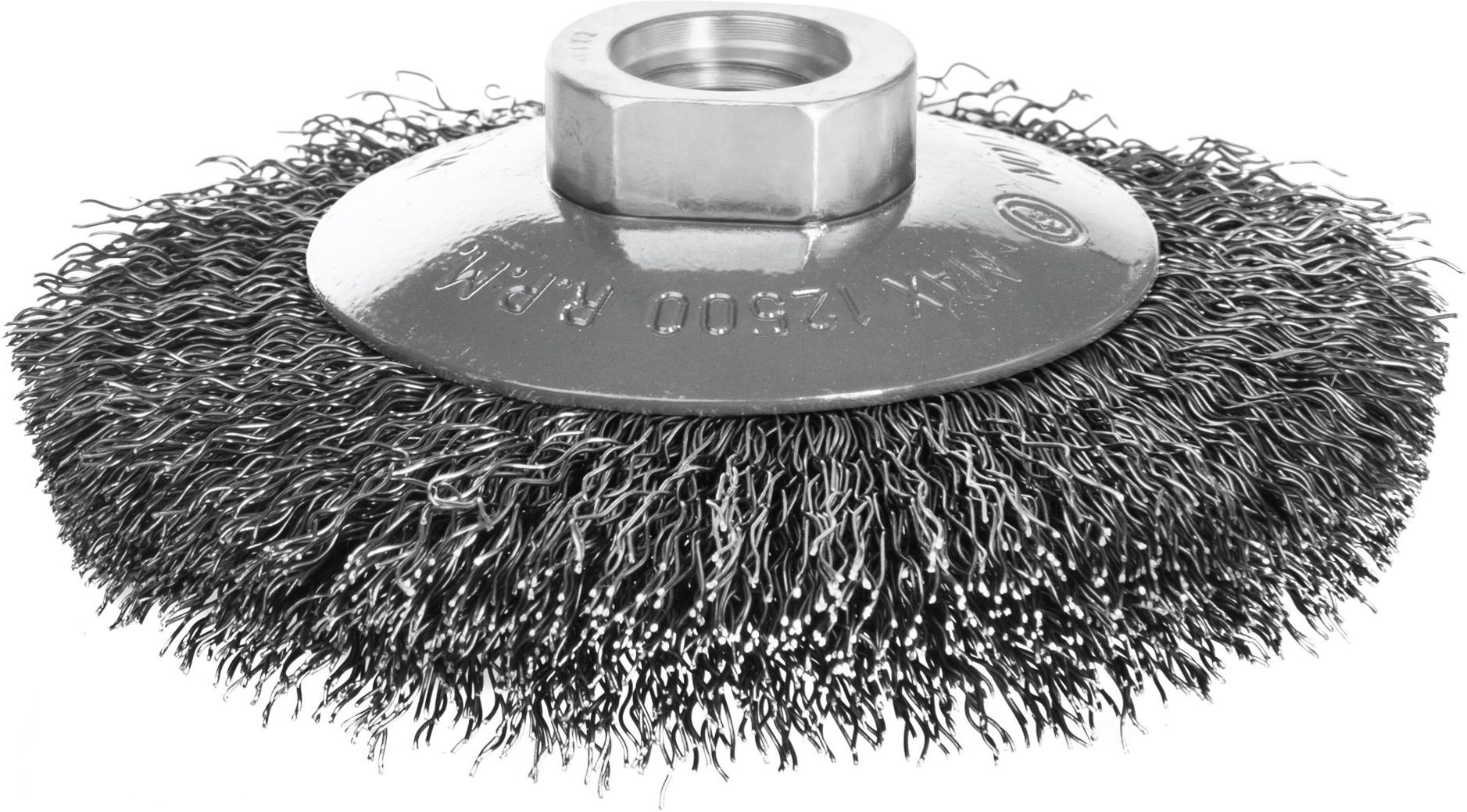 Щетка коническая гофрированная для УШМ №1538 125 мм М14 Blueshark 51538, нержавеющая сталь - фото