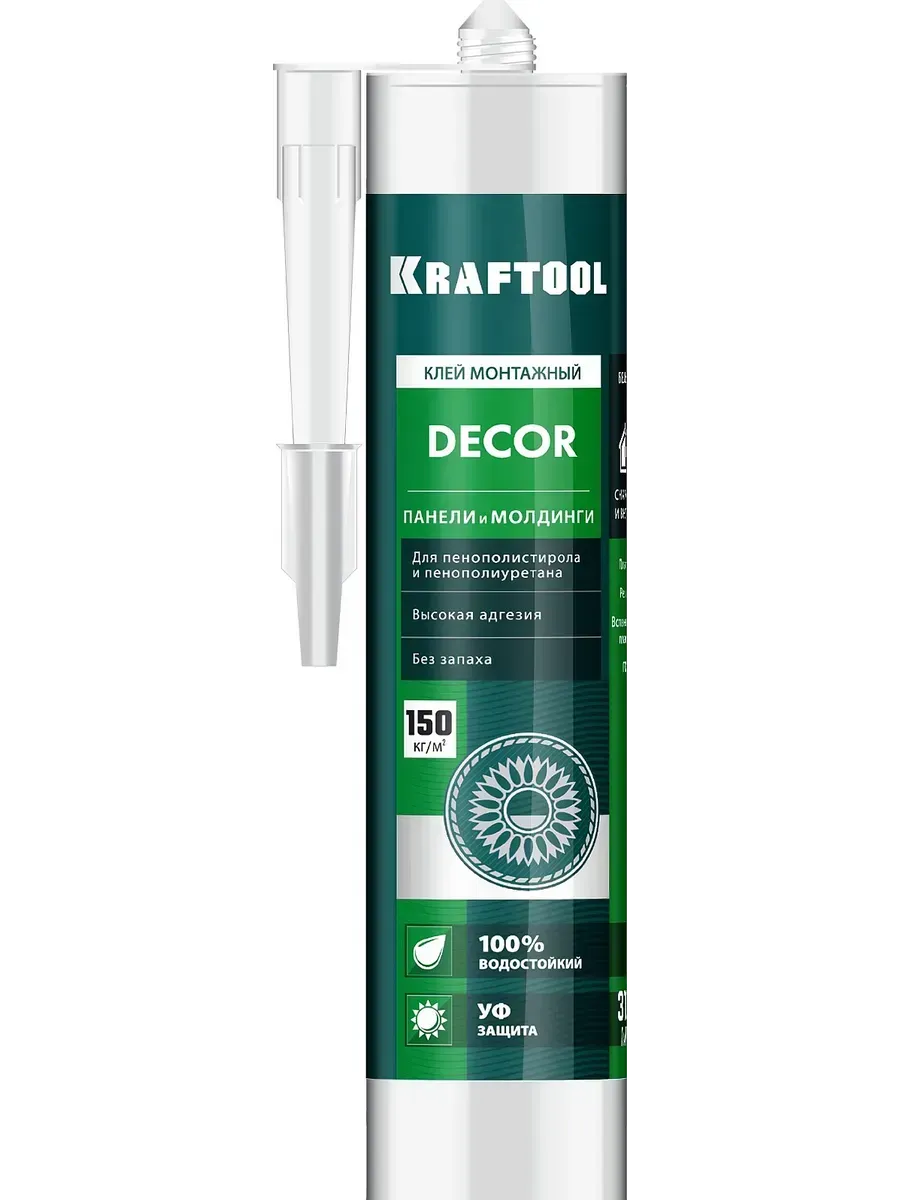 Изображение товара Клей монтажный для молдингов 310 мл Decor Kraftool белый водостойкий