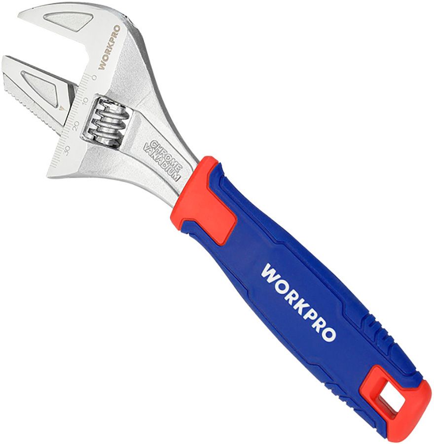 Ключ разводной со сверхшироким раскрытием 200 мм (8") Workpro WP272014, хромованадиевая сталь - фото
