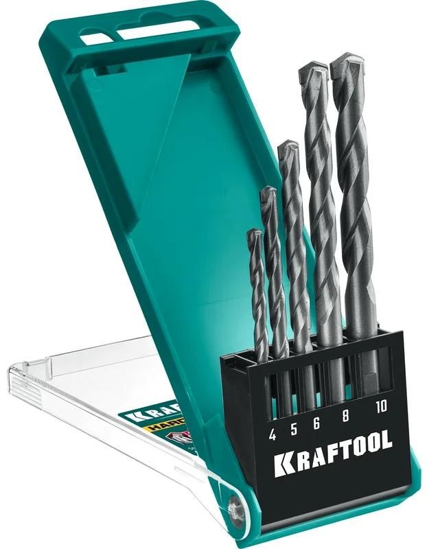 Набор сверл по твёрдым материалам 4-5-6-8-10 мм Hard Kraftool 29177-H5, 5 шт - фото