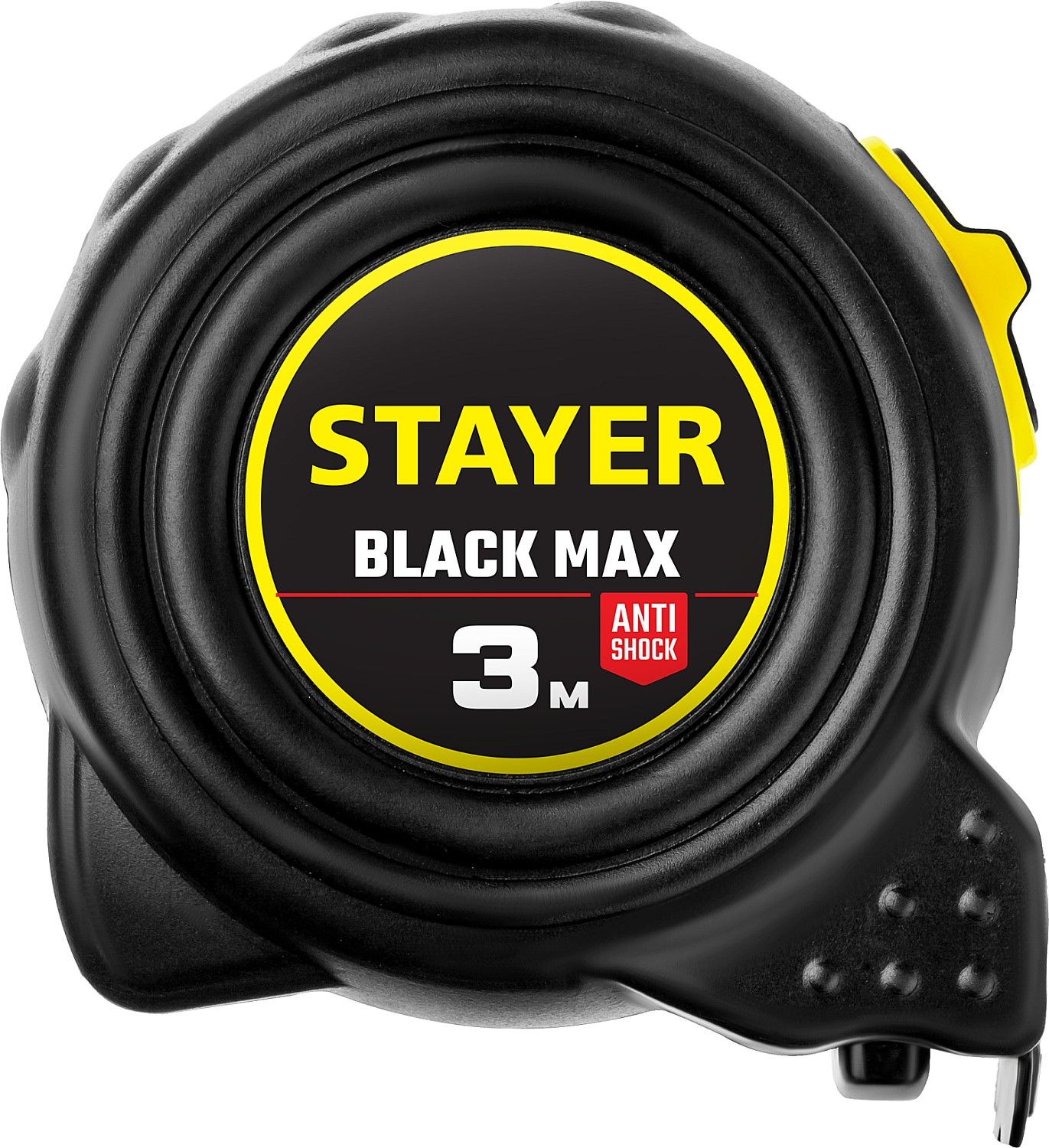 Рулетка измерительная ударостойкая 3 м х 16 мм Stayer Black Max 3410-03, 2 фиксатора - фото