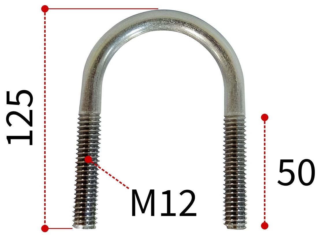 Скоба U-образная 82 под трубу диаметром 65 мм DIN 3570 form A, нержавеющая сталь А4 - фото
