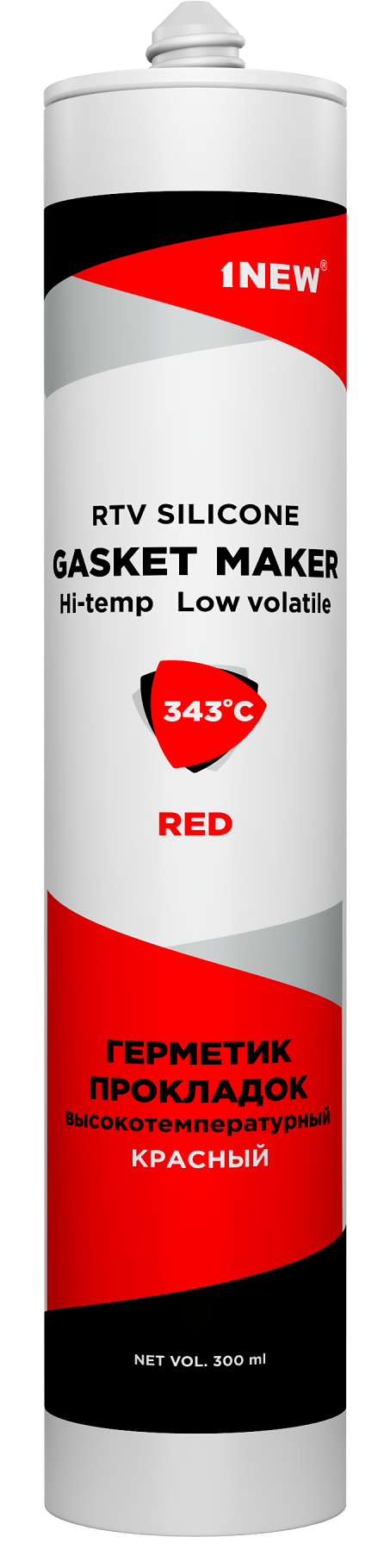 Герметик прокладок высокотемпературный 300 мл 1NEW, красный