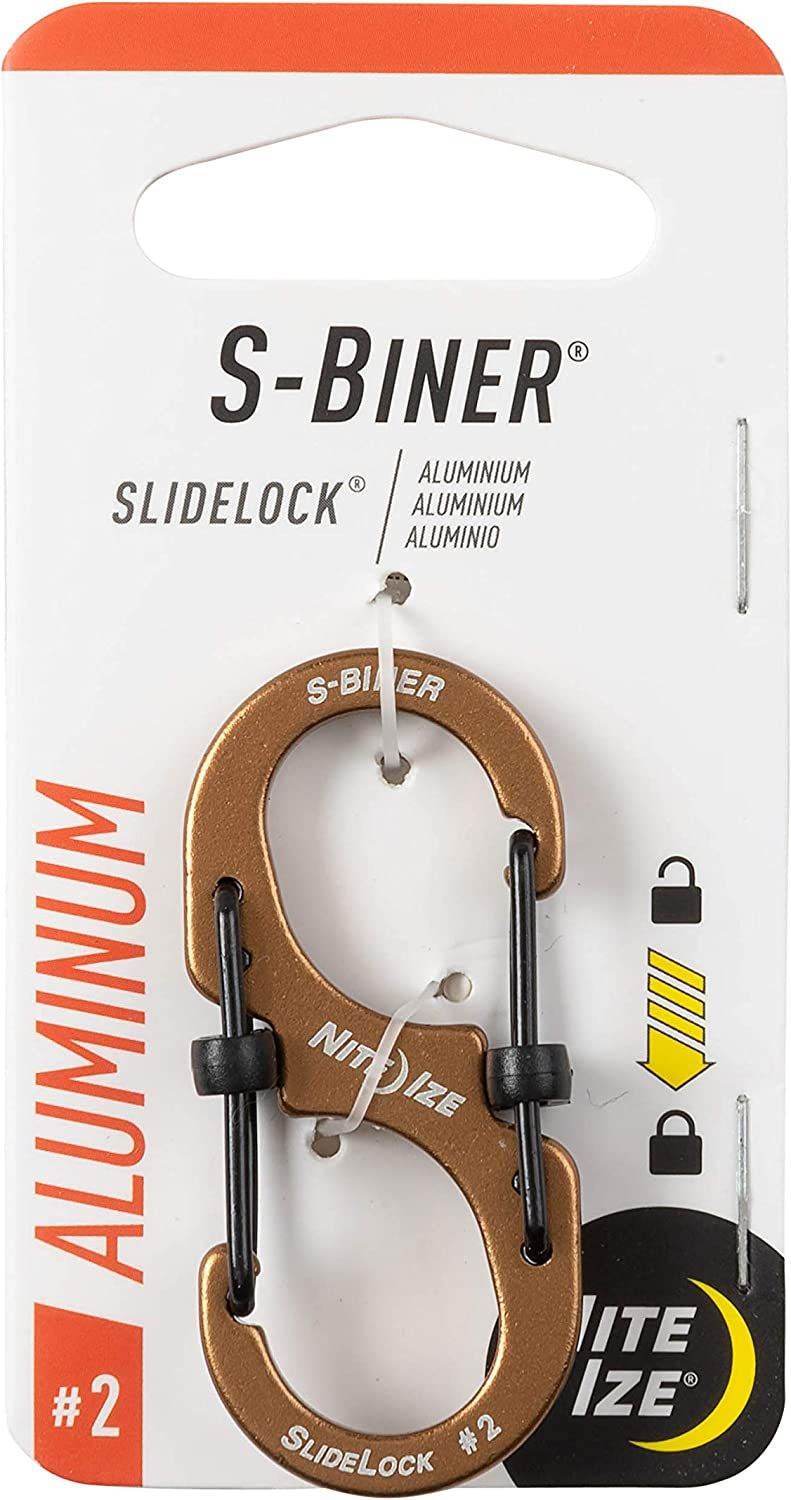 Карабин алюминиевый с фиксатором Nite Ize S-Biner SlideLock LSBA2-29BG-R6, размер 2 (коричневый) - фото