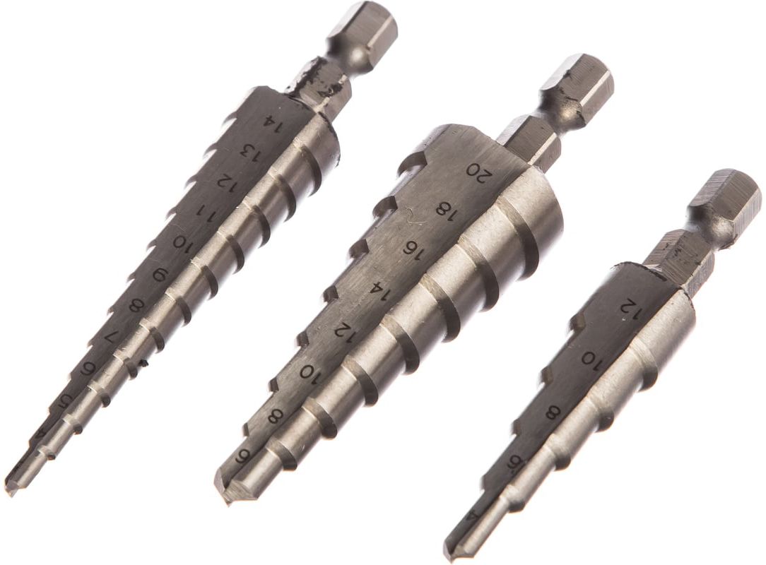 Набор сверл ступенчатых 3-20 мм Max Drill Stayer 29660-3-20-H3, 3 шт - фото
