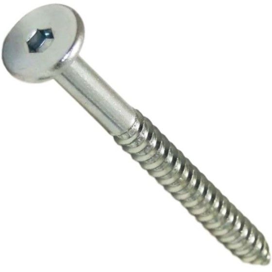 Изображение товара Саморез мебельный с плоской головкой и внутренним шестигранником 6,3х30 мм, белый цинк