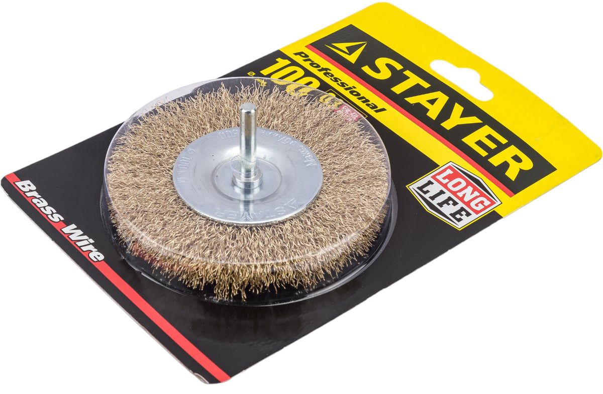 Щетка дисковая латунированная для дрели Professional Stayer - фото