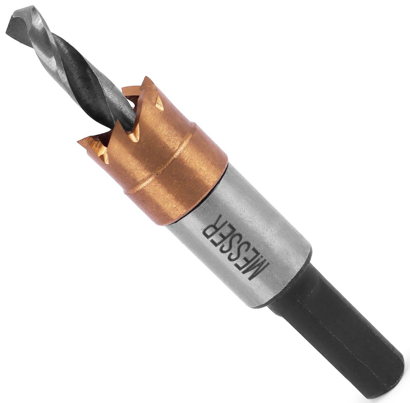 Коронка по металлу 12 мм с центрирующим сверлом без пружины, ц/х Messer 21-02-012, HSS-TiN - фото