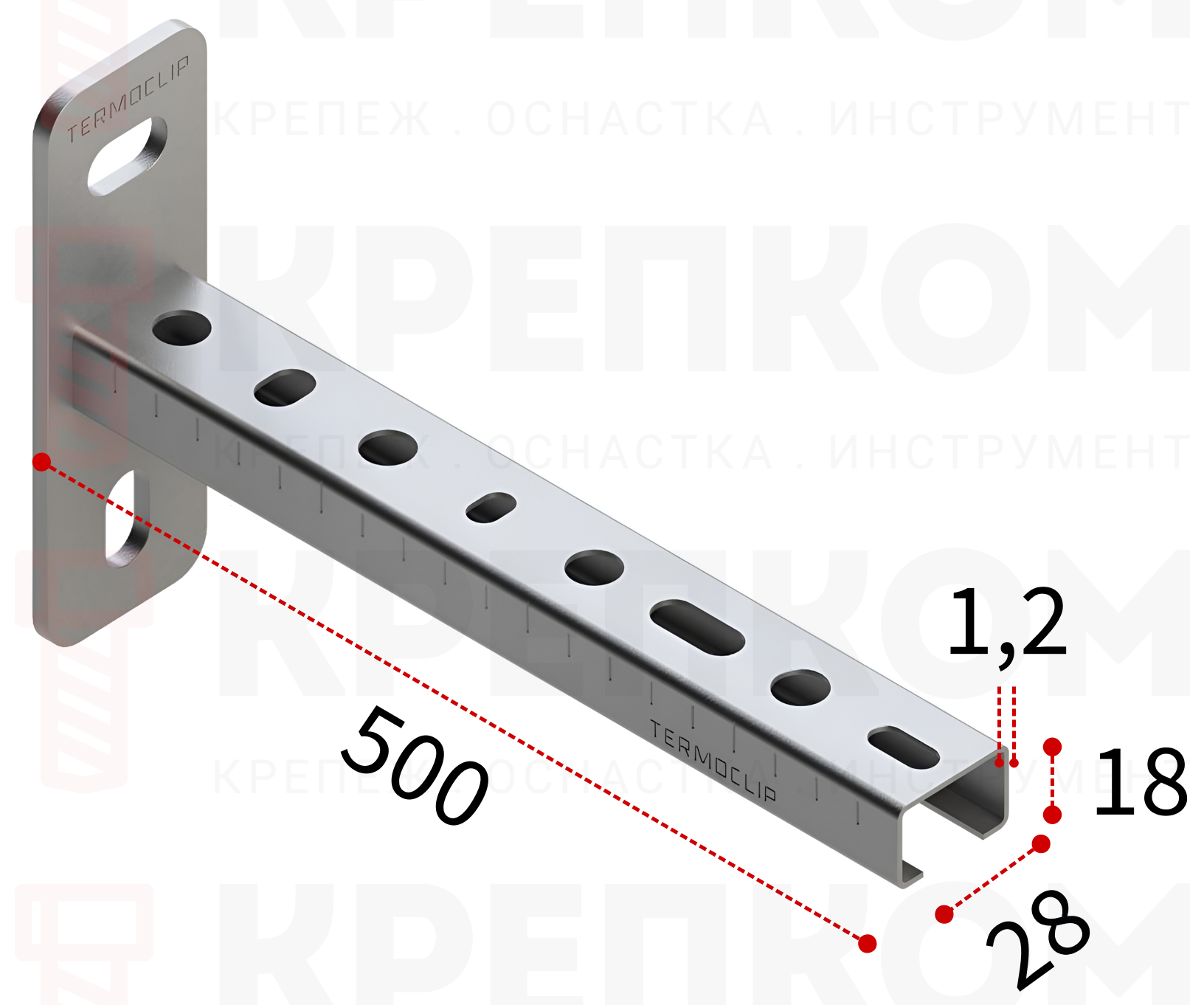 Консоль 28х18х1,2 - 500 TERMOCLIP - фото