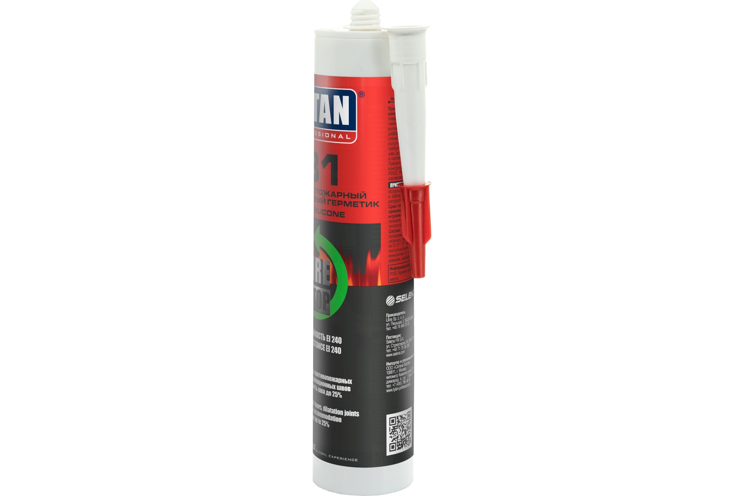 Герметик силиконовый огнестойкий 280 мл TYTAN Professional B1 Fire Silicone 59918, белый - фото