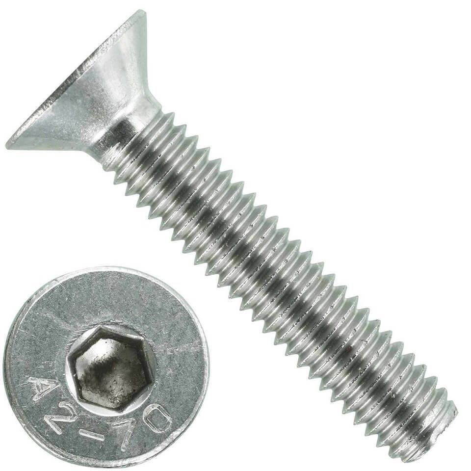 Винт дюймовый UNC 1/4"-20 x 3/4" (19 мм) DIN 7991 (ISO 10642), нержавеющая сталь А2 - фото