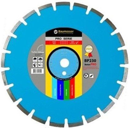 Диск алмазный по бетону 230х2,6/1,8х10х22,23 мм Baumesser Beton PRO 1A1RSS/C3-H - фото