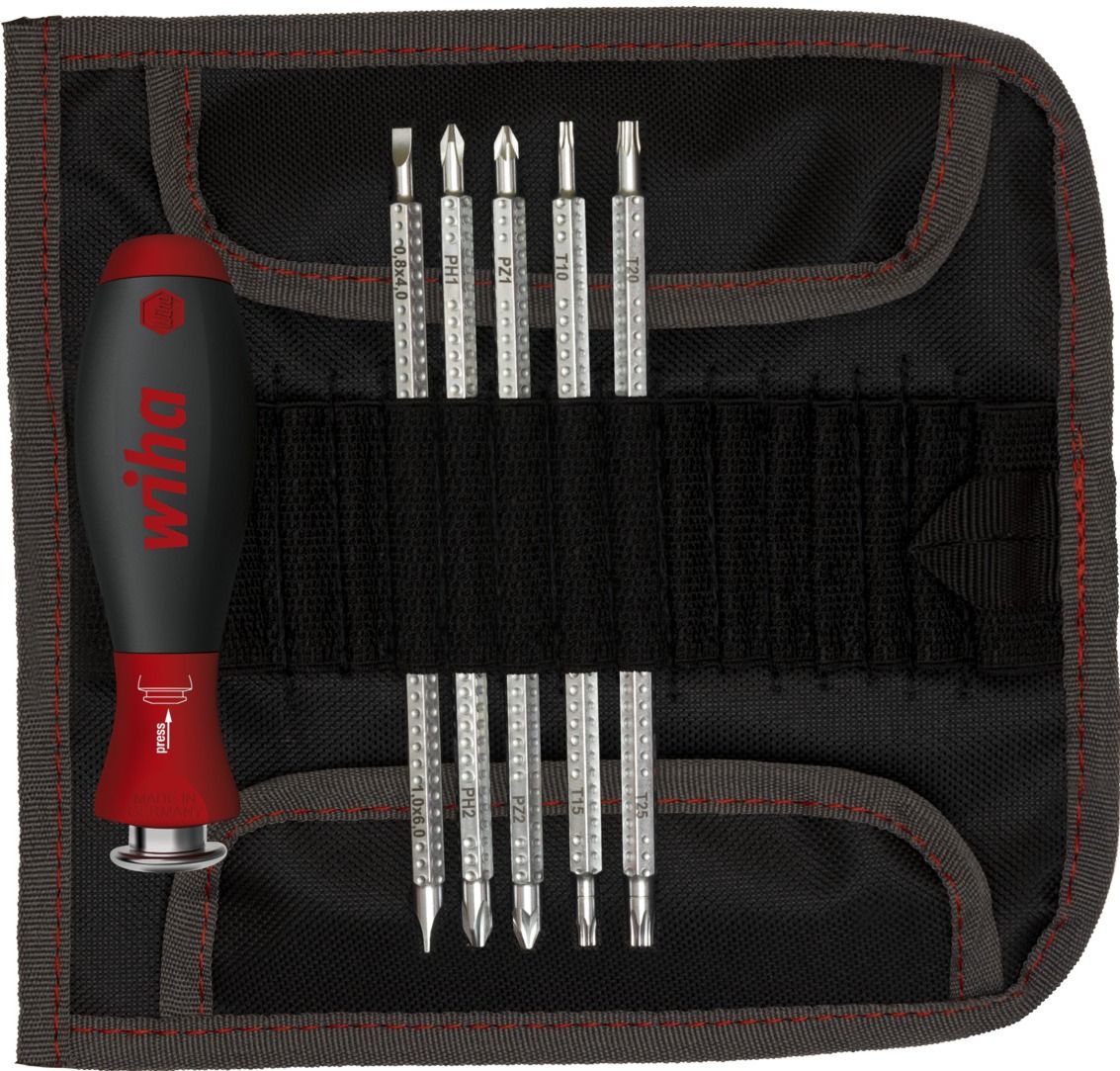 Отвертка с битами (5 шт) Wiha System 6 SoftFinish-Telescopic 32298, сталь Cr-Mo-V - фото