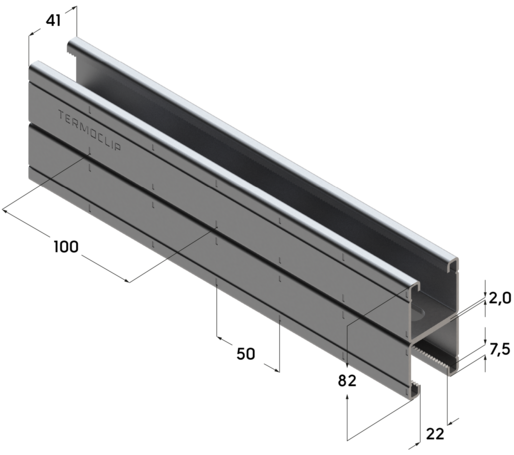 Профиль монтажный H-образный 41х82 мм, сдвоенный, тип H TERMOCLIP - фото