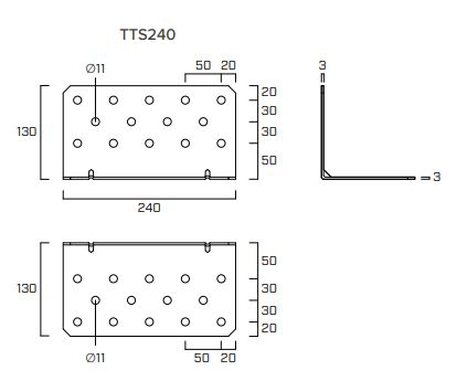 Уголок 240х127х3 для соединения дерево-дерево Titan S Holz Technic TTS240 - фото