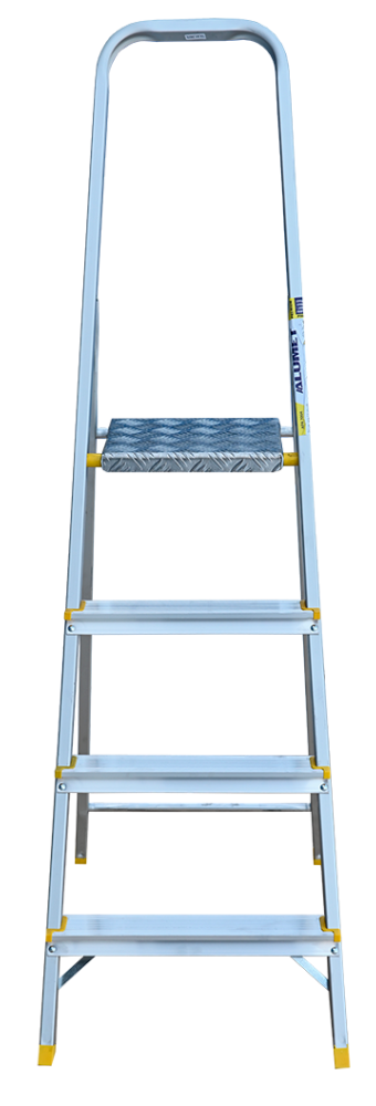 Стремянка анодированная 4 ступени Алюмет APA7004, алюминий - фото