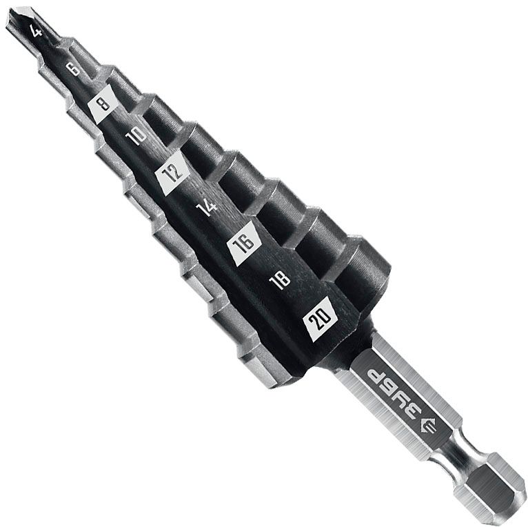 Сверло по металлу ступенчатое 4-20 мм, 9 ступеней, хвостовик 1/4" ЗУБР 29665-4-20-9, сталь Р4М3 - фото