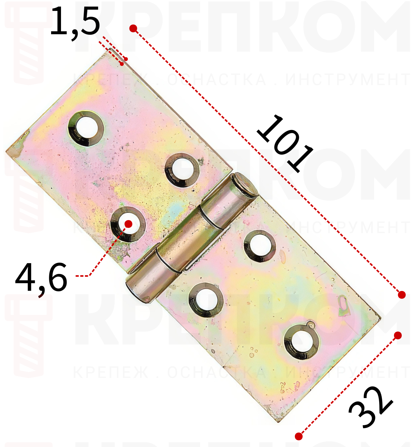 Петля для ящиков 101х32 мм Gah Alberts 346881, желтый цинк - фото