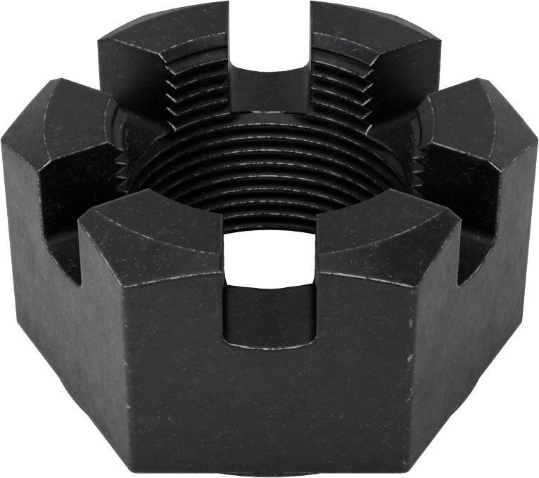 Гайка дюймовая корончатая UNF 3/4"-14 DIN 935, сталь без покрытия - фото