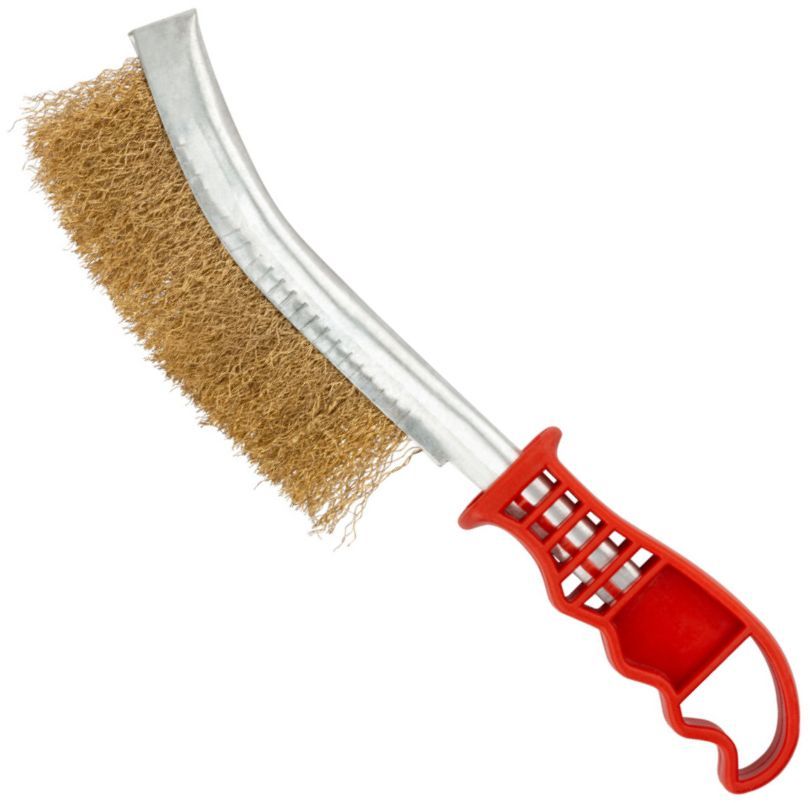 Щетка гофрированная ручная КУРС 38408, латунированная сталь - фото