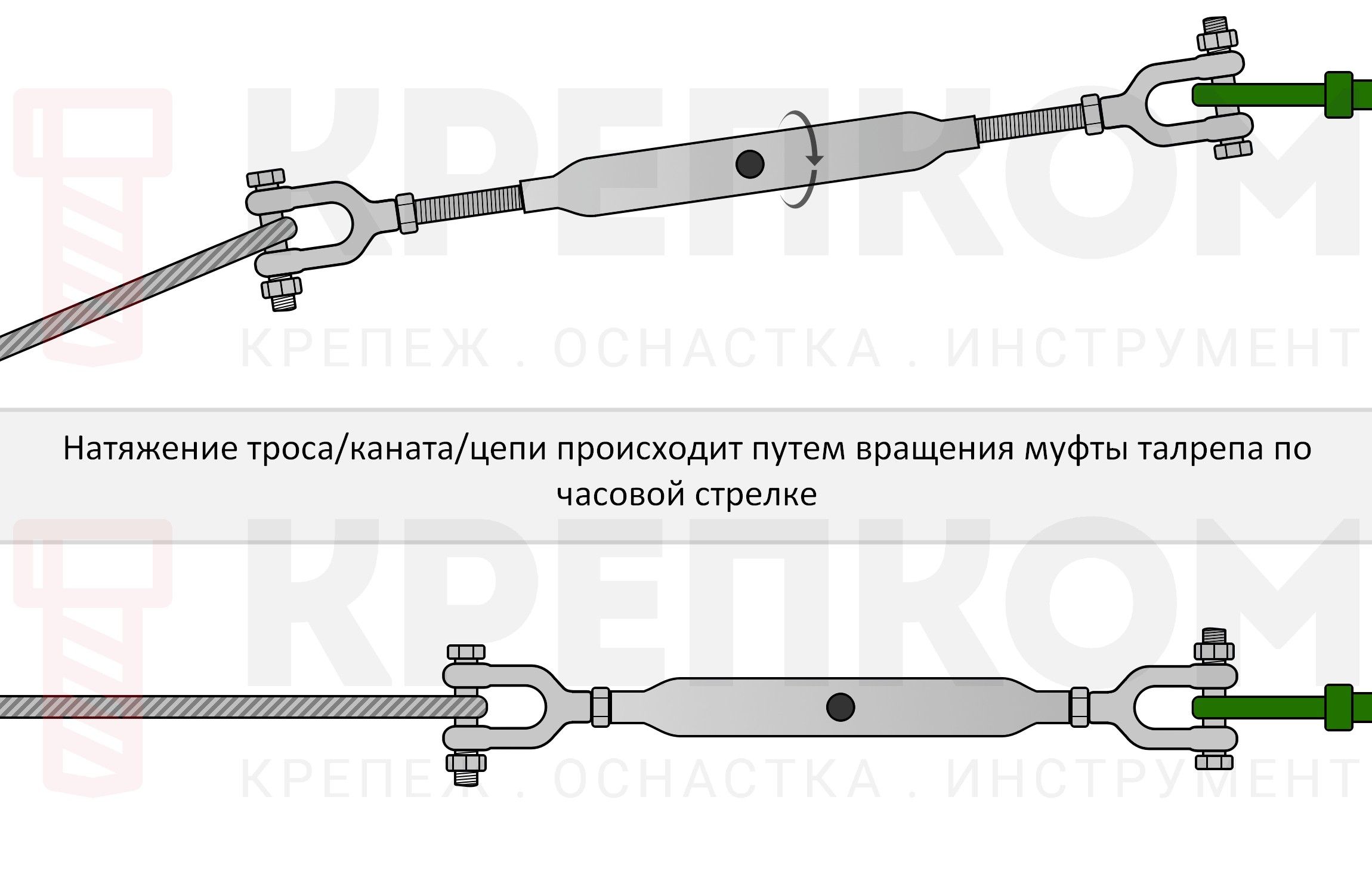 Талреп закрытый М12 вилка-вилка DIN 1478, оцинкованный - фото