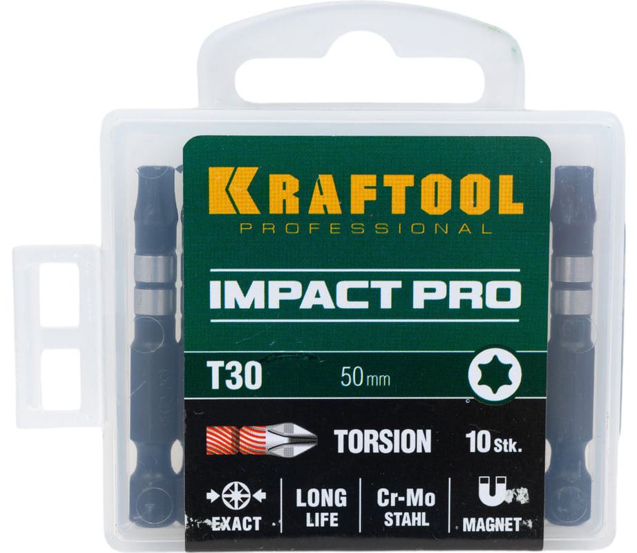 Набор ударных бит TX30 50 мм Impact Pro Kraftool 26195-30-50-S10, 10 шт - фото