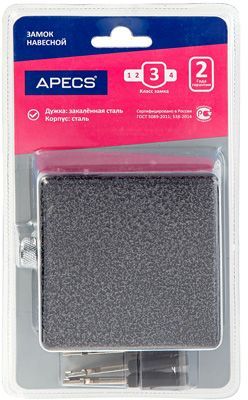 Замок навесной APECS PD-14-80-Blister, сталь - фото