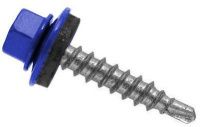 Саморез кровельный со сверлом 6,3х130 RAL 5005 синий, 100 шт
