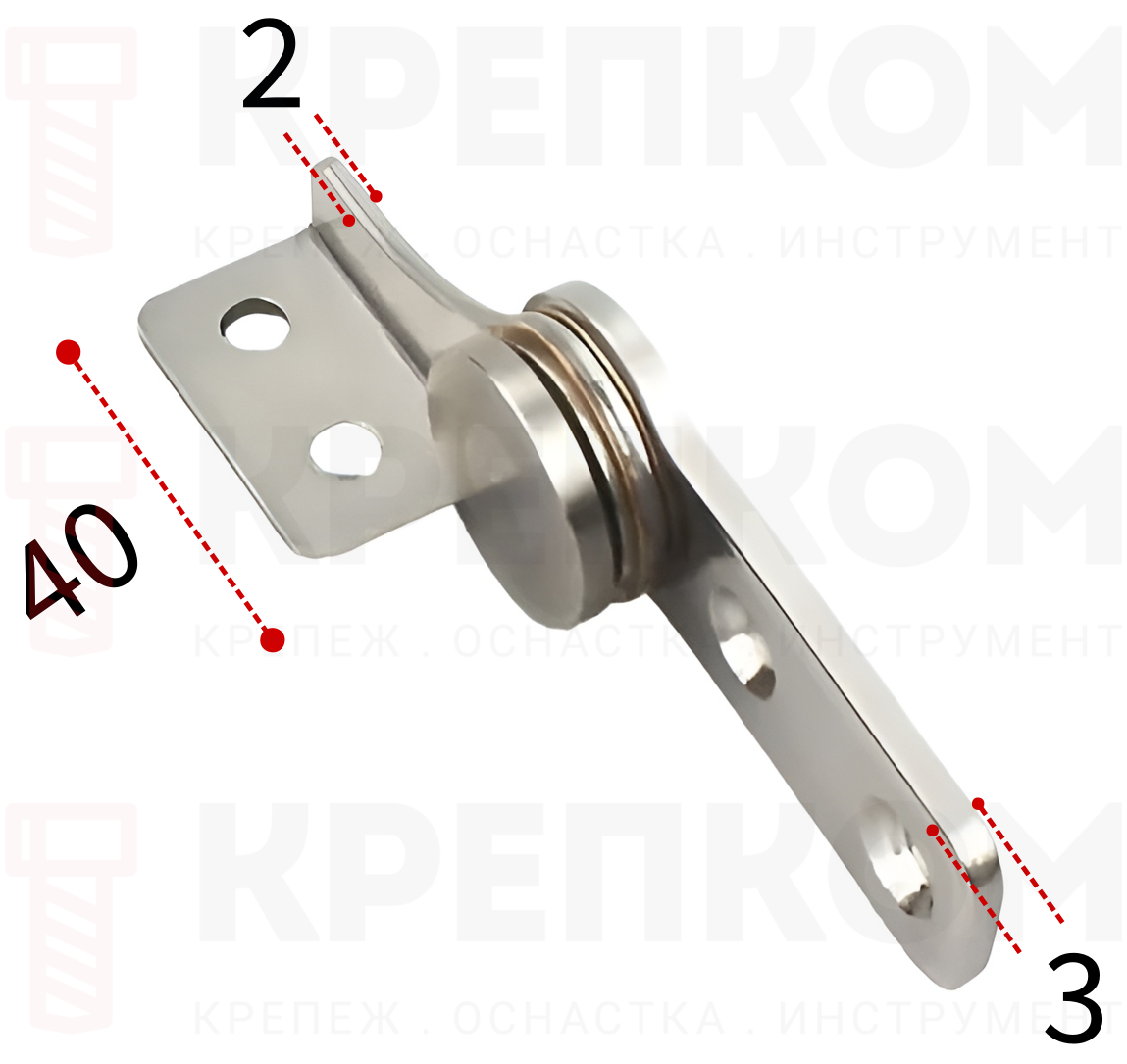 Петля с фиксированным крутящим моментом 4,5 Н*м 61х40 мм L334C-5L, левая, нержавеющая сталь А2 - фото