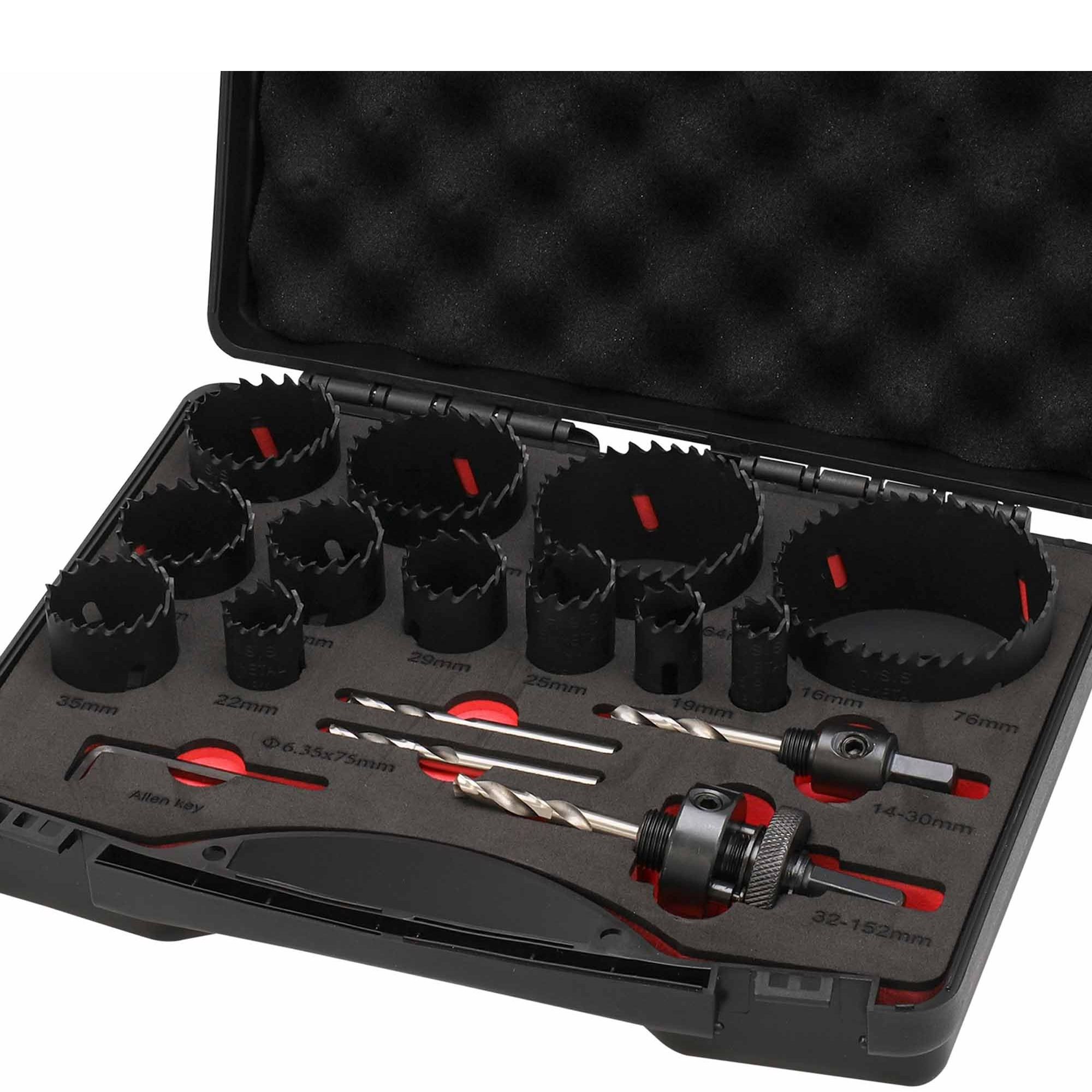 Набор коронок 16-76 мм HSSE-Co8 Master-Tool 1014301010012, биметаллические, 17 предметов - фото