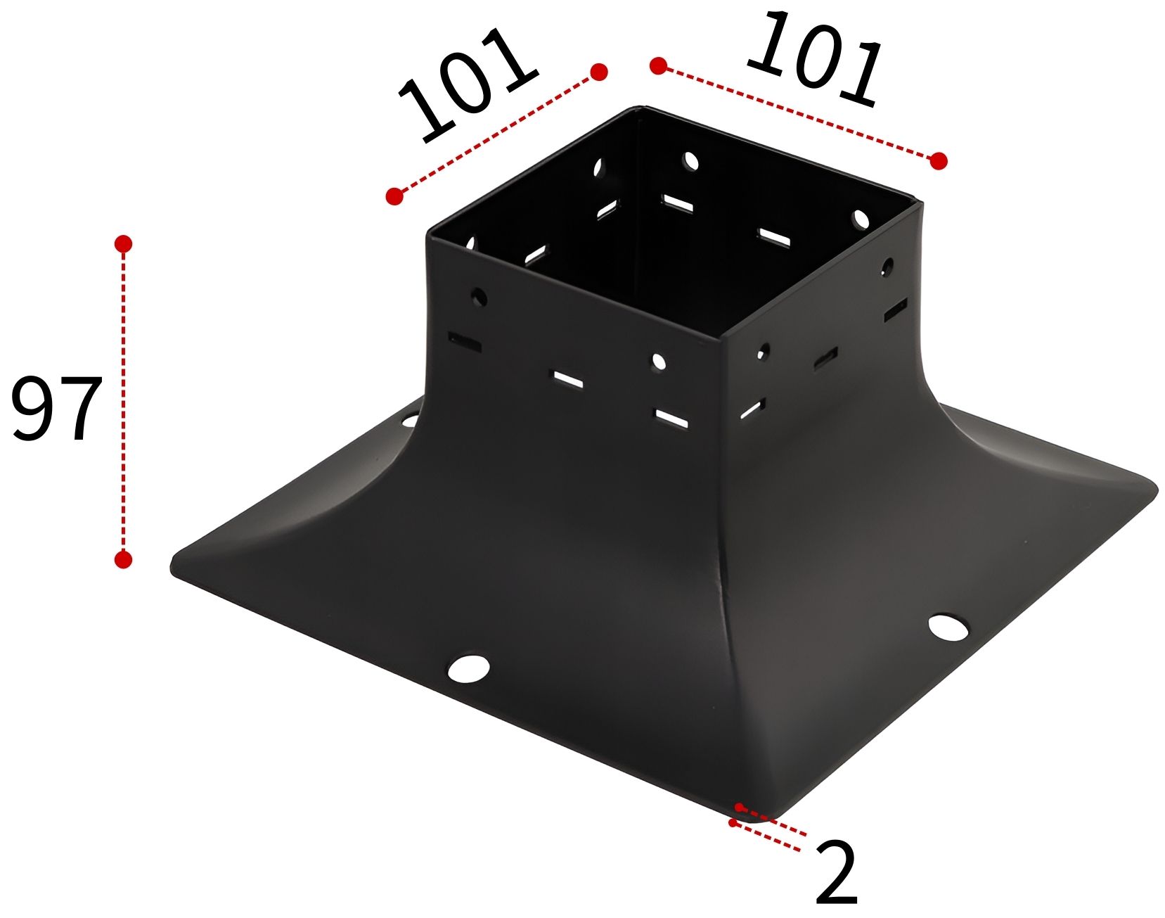 Основание столба широкое декоративное SDP100B (89812), сталь - фото