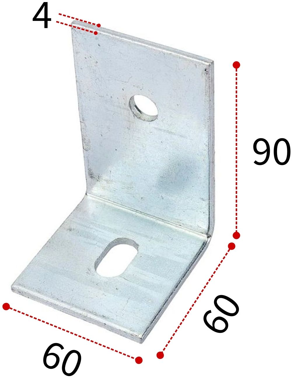Уголок крепежный для бетона 90х60х60х4,0 мм, оцинкованный - фото