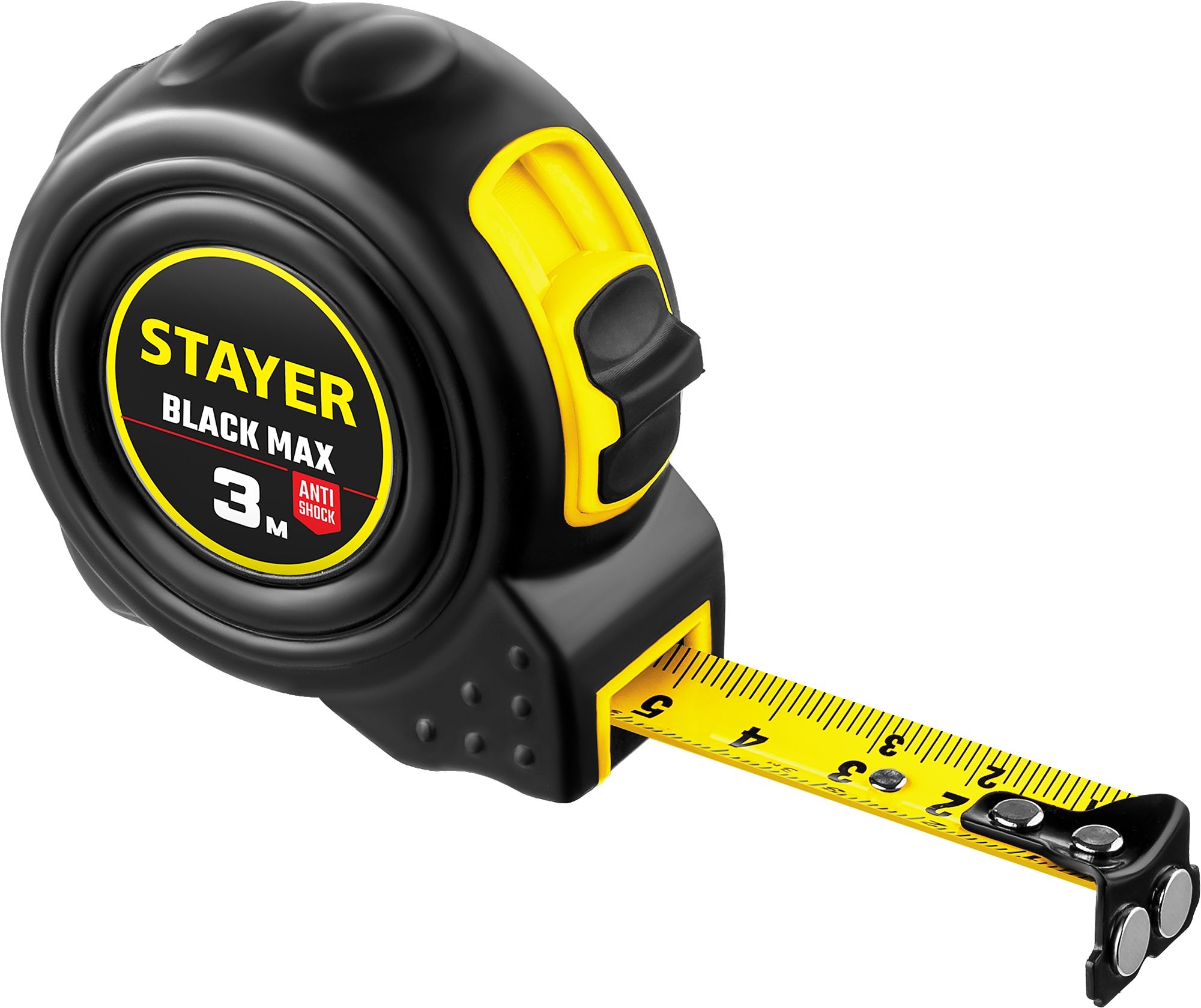 Рулетка измерительная ударостойкая 3 м х 16 мм Stayer Black Max 3410-03, 2 фиксатора - фото