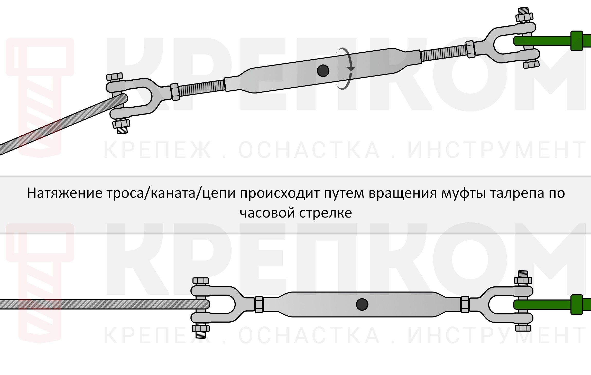 Талреп закрытый вилка-вилка DIN 1478, оцинкованная сталь - фото