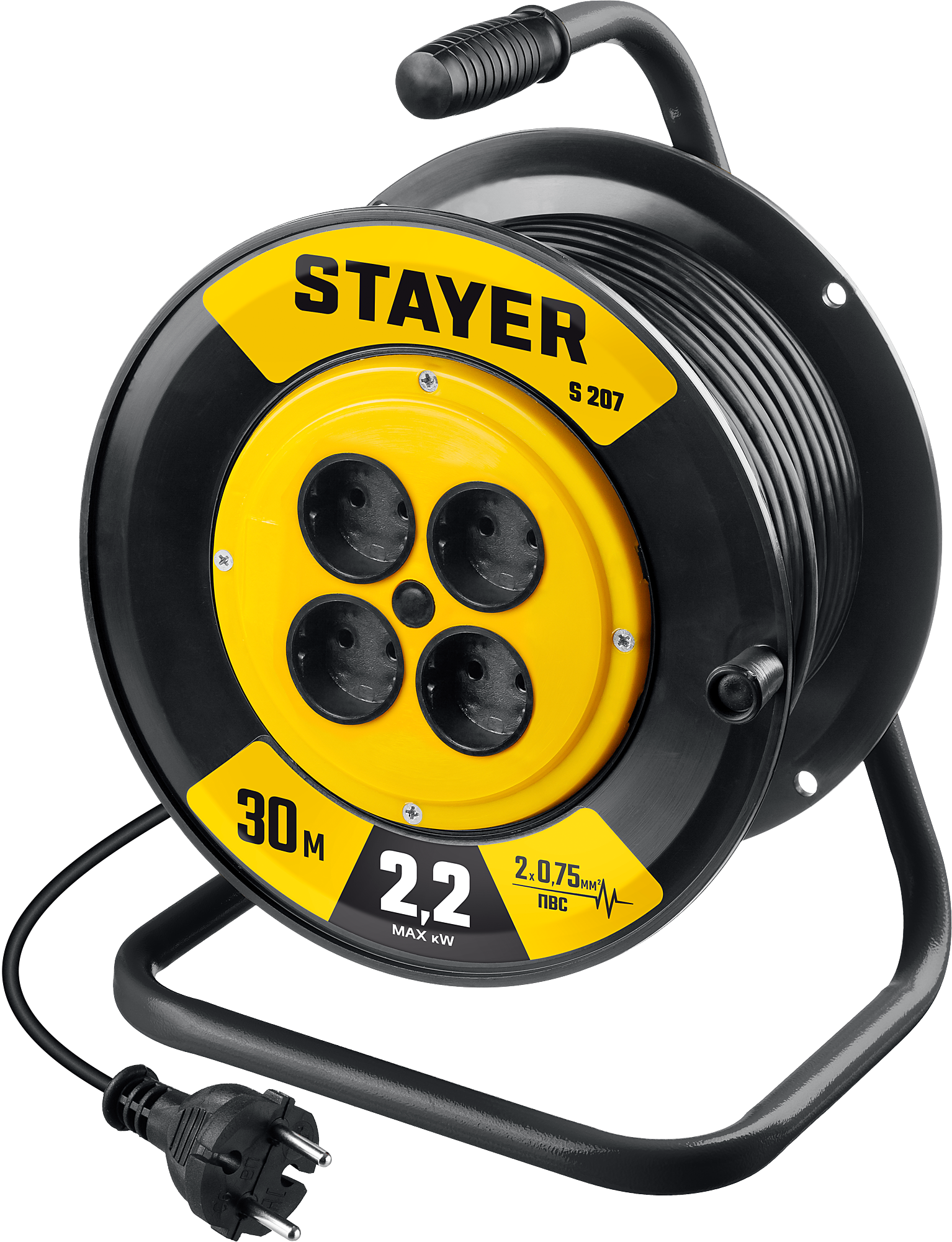 Силовой удлинитель на катушке 4 розетки S 207 Stayer - фото