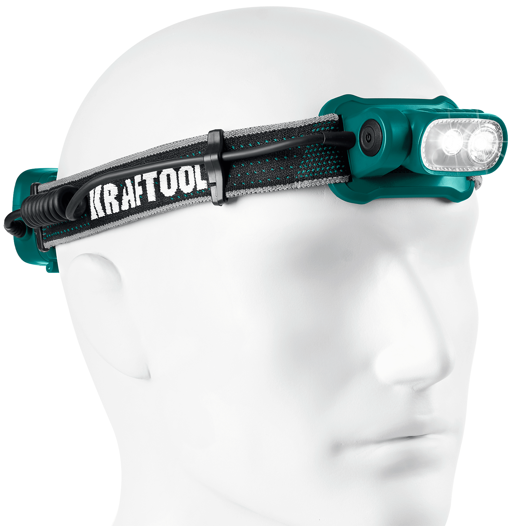 Фонарь налобный аккумуляторный, 500 лм, 5 режимов, 1000мАч, 3ААА KH-10 Hybrid power Kraftool 56452 - фото
