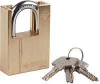 Замок навесной латунный с защищённой дужкой 60 мм с перфорированным ключом ЗУБР Эксперт 37297-60
