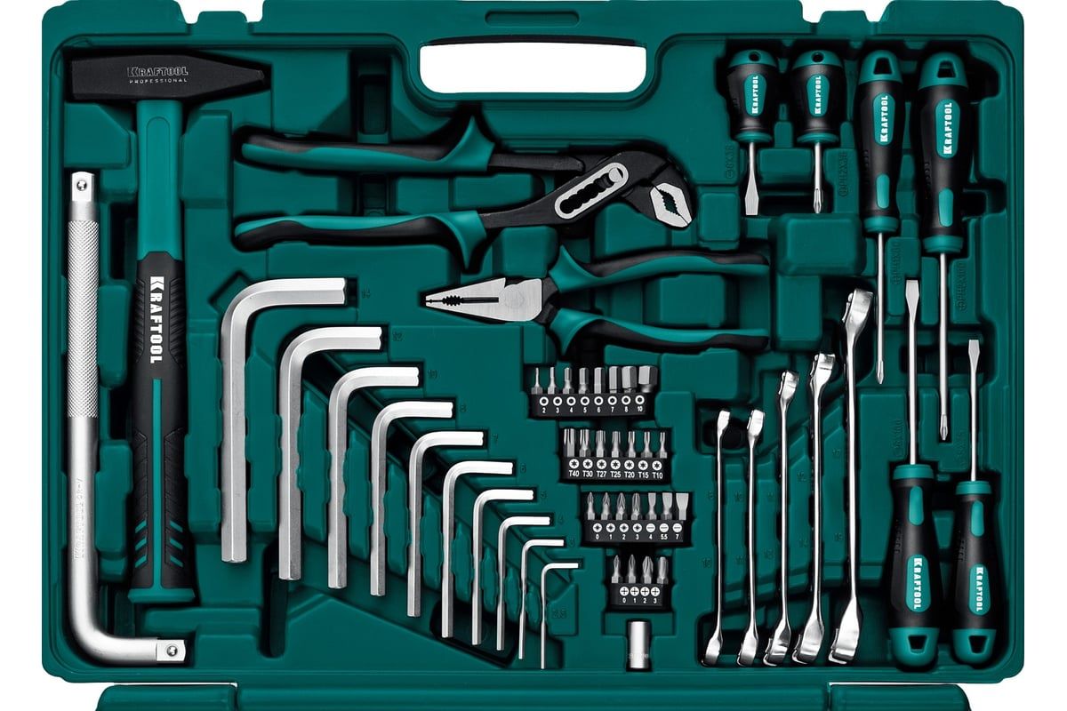 Набор инструмента универсальный 1/2"+3/8"+1/4" Kraftool Extrem-142 27889-H142, 142 предмета - фото