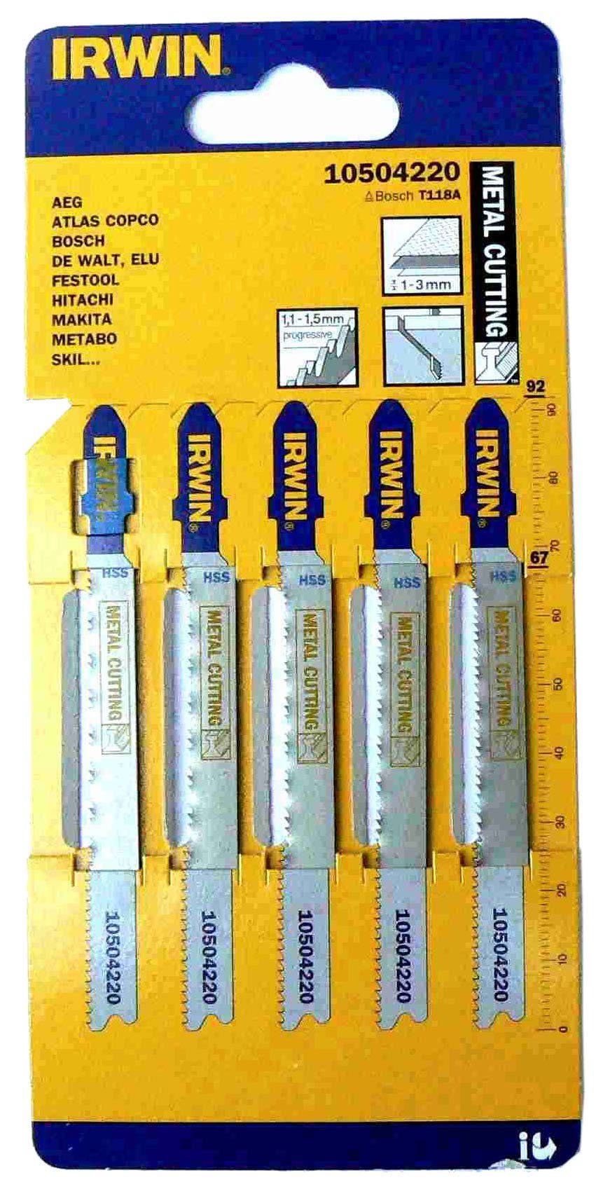Изображение товара Пилка по металлу Irwin T118A 10504220 92мм (5 шт.) Изображение товара Пилка по металлу Irwin T118A 10504220 92мм (5 шт.)