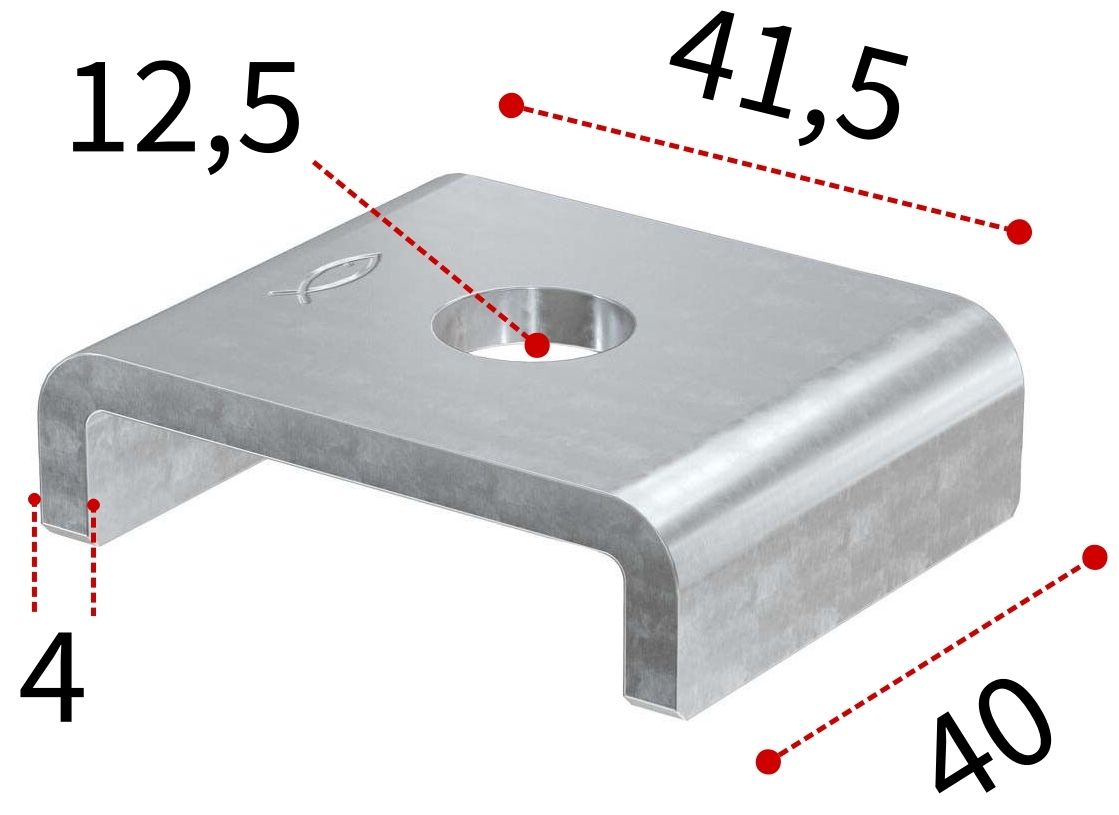 Шайба U-образная для профиля FUS Fischer HK 41х12,5 547494, оцинкованная сталь - фото