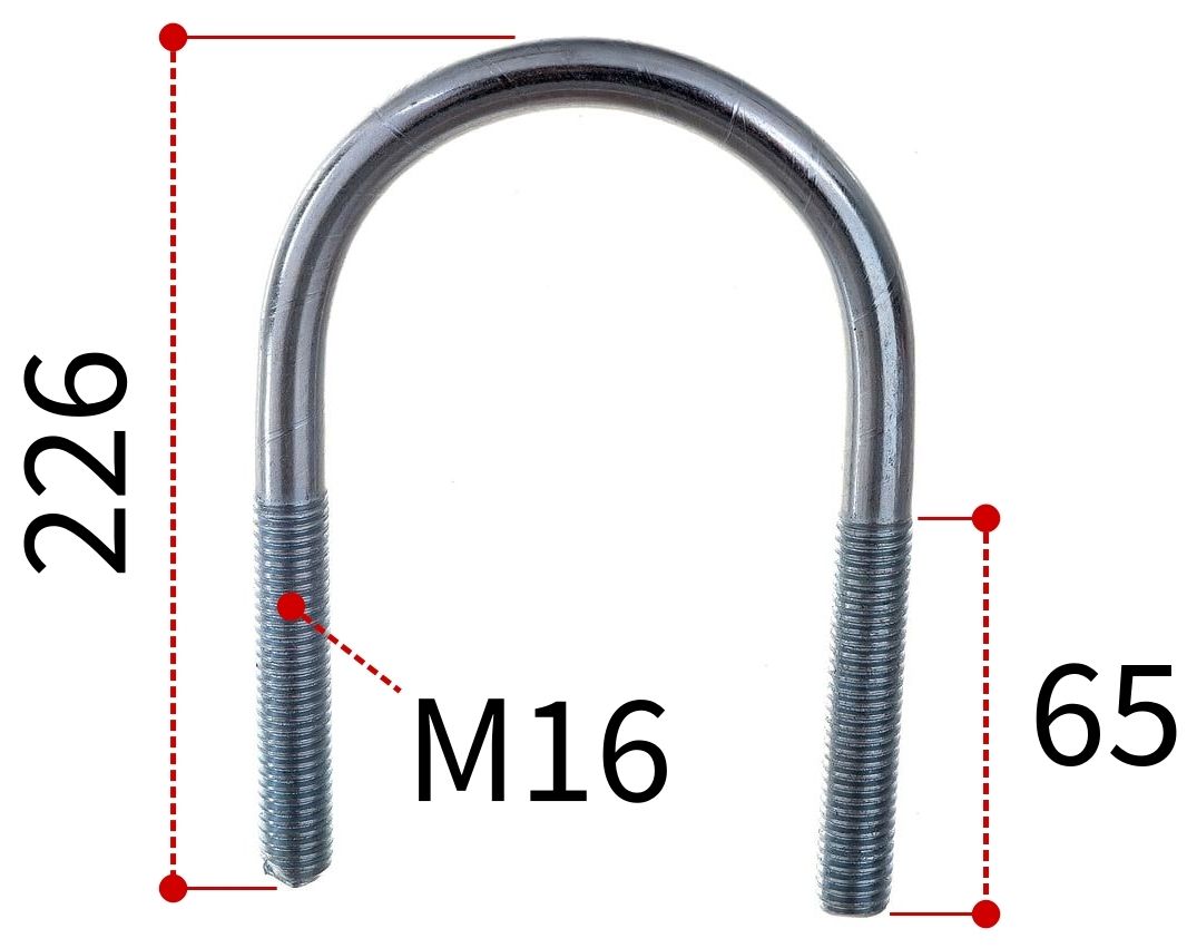Изображение товара У-образная скоба 6' под трубу 171,4 мм с резьбой М16 из оцинкованной стали W1