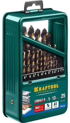 Изображение товара Набор сверл по металлу Kraftool 25шт М42 HSS-Co