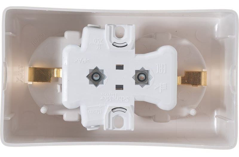 Розетка белая 2-м ОП 16А 250В с заземлением Хит Systeme Electric RA16-238-B - фото