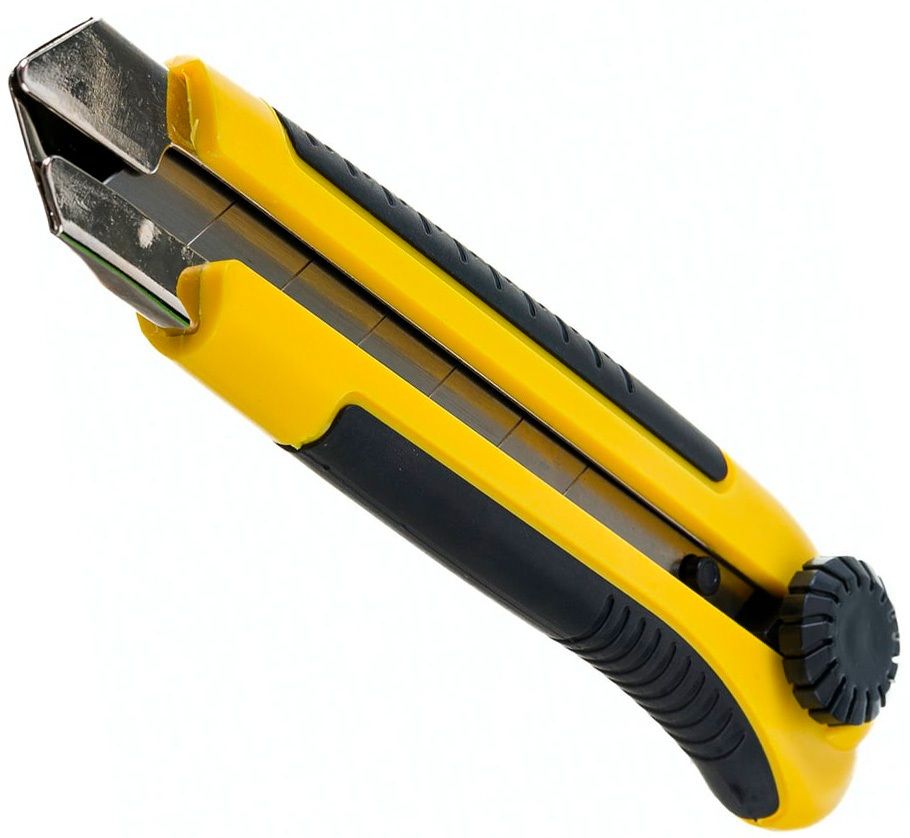 Нож технический усиленный выдвижной обрезиненный с лезвием 25х125 мм BIBER 50122 - фото