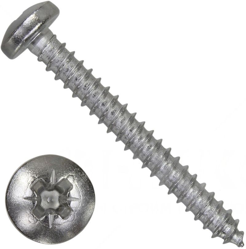 Изображение товара Саморез с полукруглой головкой 3,5х32 DIN 7981 (ISO 7049) форма C PZ, нержавеющая сталь А2 Изображение товара Саморез с полукруглой головкой 3,5х32 DIN 7981 (ISO 7049) форма C PZ, нержавеющая сталь А2