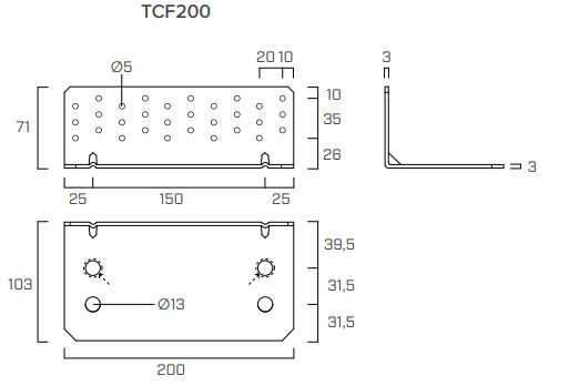 Уголок 200х71х3 для соединения бетон-дерево Titan F Holz Technic TCF200 - фото